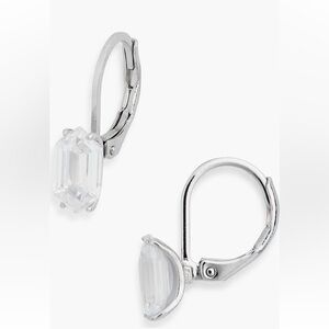 Emerald cut cubic zirconia lever back earrings